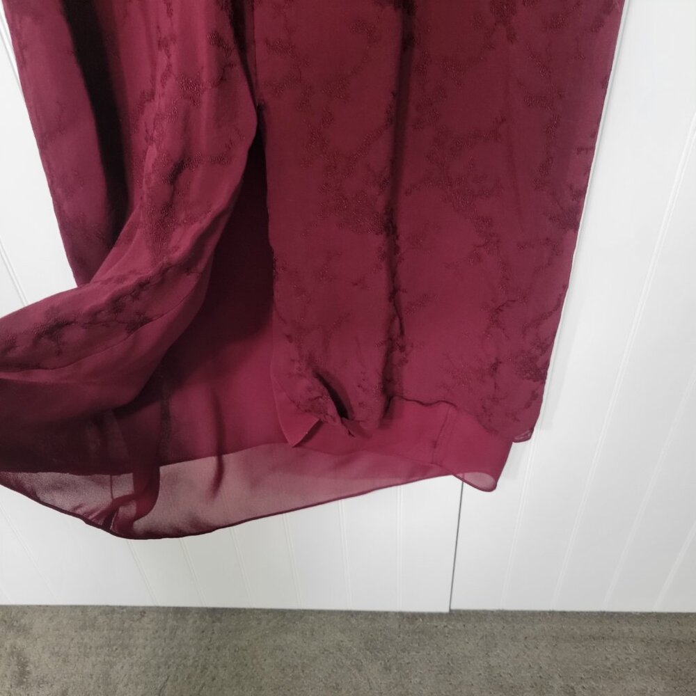 Vtg Ann Taylor Y2k Whimsigoth Floral Embroidered Sheer Maroon Sheath MaxiDress 8 - Picture 11 of 16